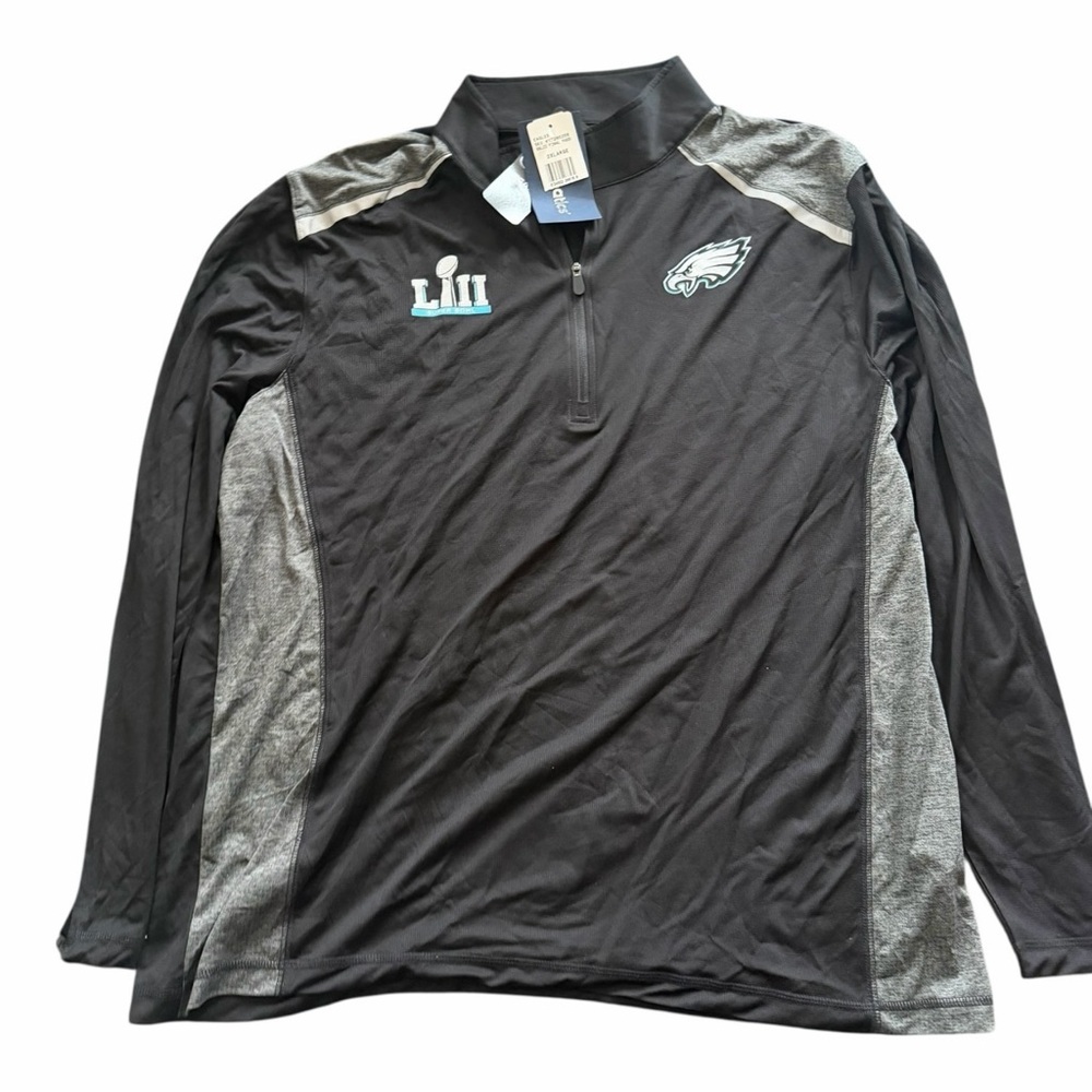 Fanatics Super Bowl LII 52 Philadelphia Eagles Black Quarter-Zip Shirt 2XL NEW